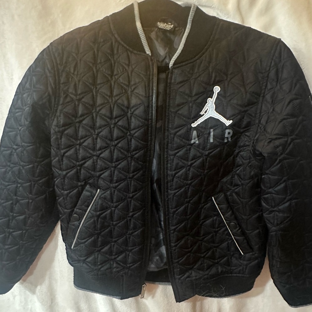 Nike Jordan Flight Club Quilted Bomber Jacket Boys Large Black Jumpman